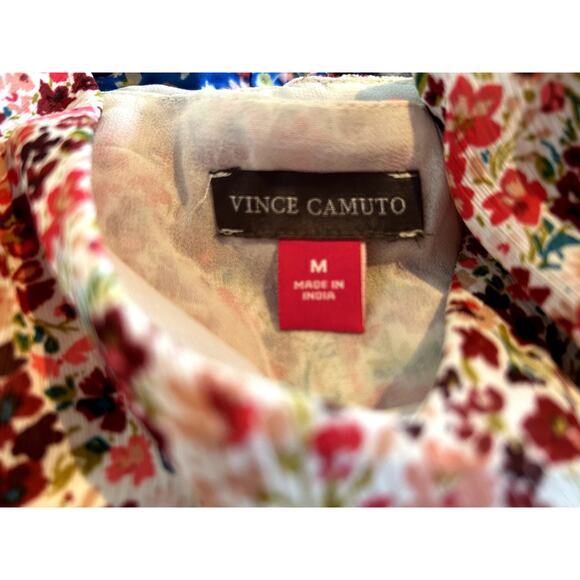 NWT Vince Camuto Ivory Textured Floral Sleeveless V-Neck Blouse, Womens Medium - Picture 9 of 9